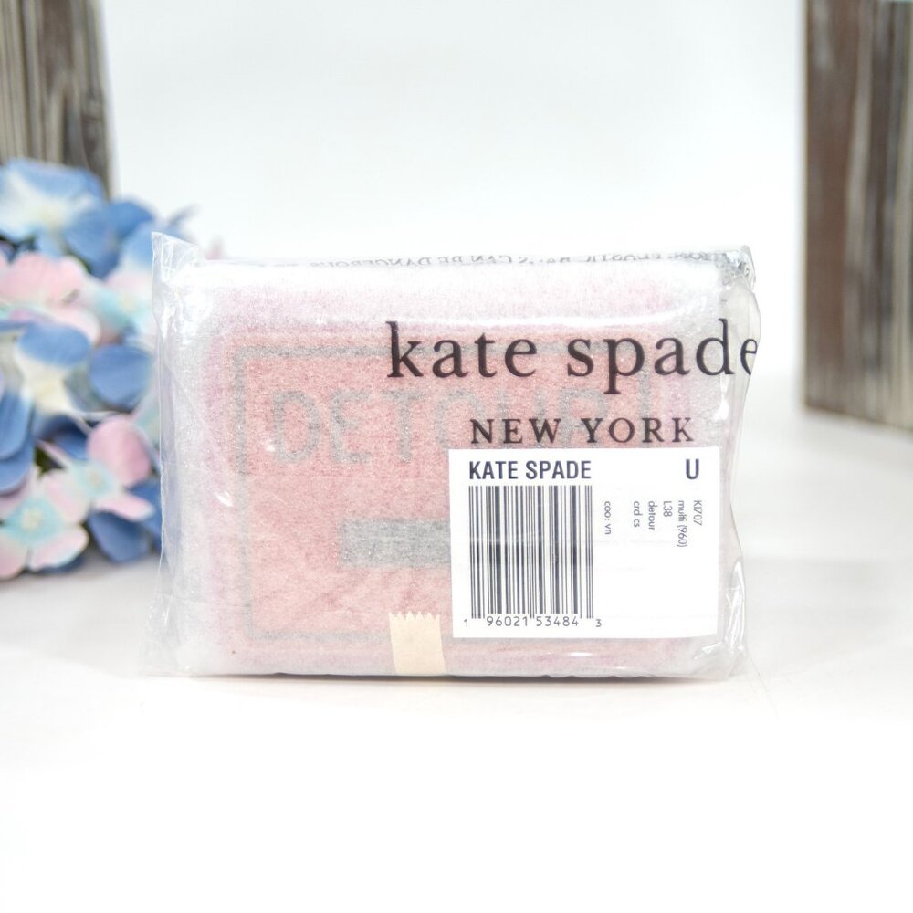Kate Spade Detour Orange Pink Leather Zip Around Bifold Novelty Wallet NWT - Picture 6 of 6